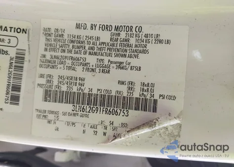 2015 Lincoln Mkz из США, поврежденный, VIN 3LN6L2G91FR606753